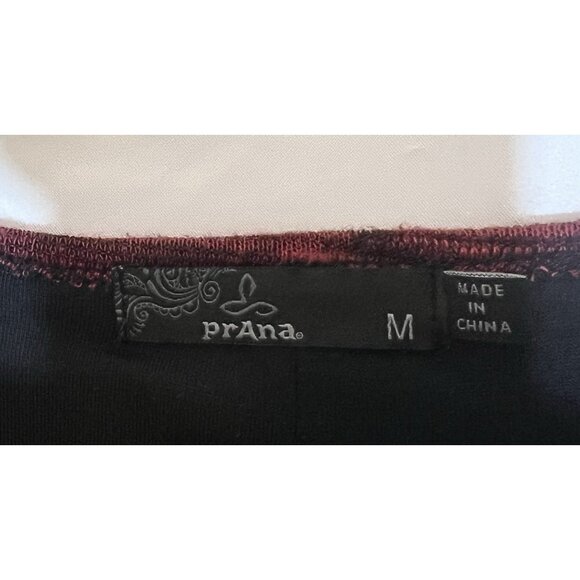 Prana Women Dress Medium Size Burgundy V-Neck Wrap Style Stretch Long Sleeves - Picture 3 of 10